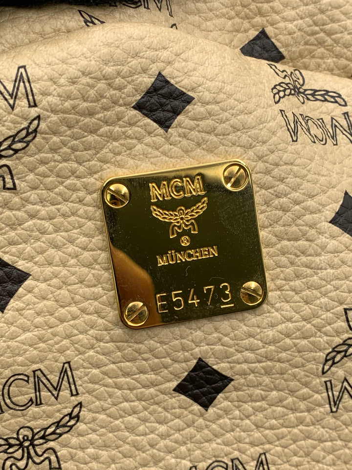 MCM Beige Visetos Large Backpack