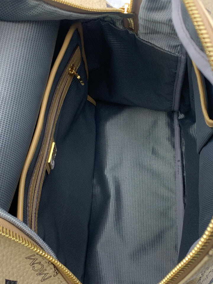 MCM Beige Visetos Large Backpack