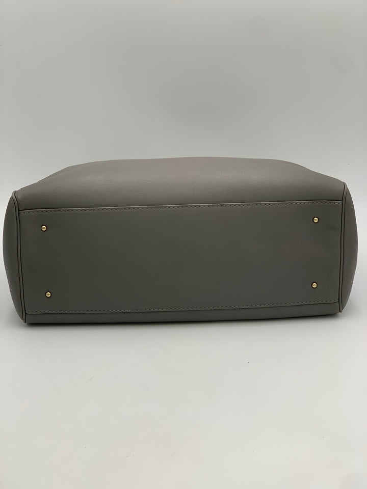 Carolina Herrera CH Charm Grey Leather Large Top Handle Bag