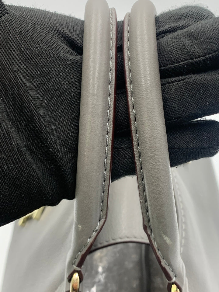 Carolina Herrera CH Charm Grey Leather Large Top Handle Bag