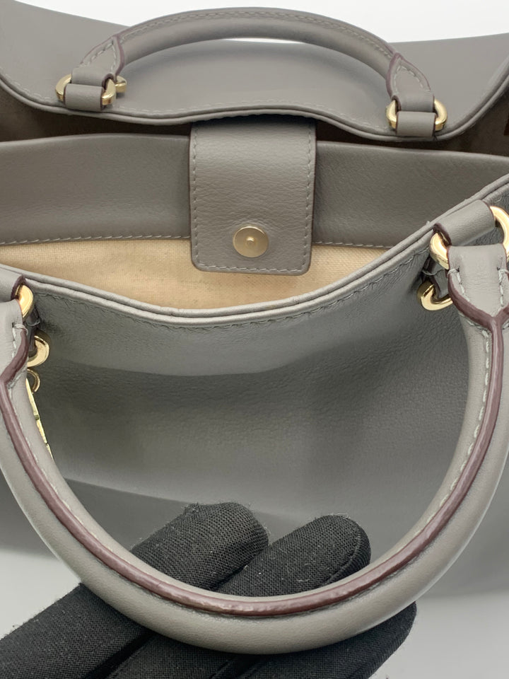 Carolina Herrera CH Charm Grey Leather Large Top Handle Bag