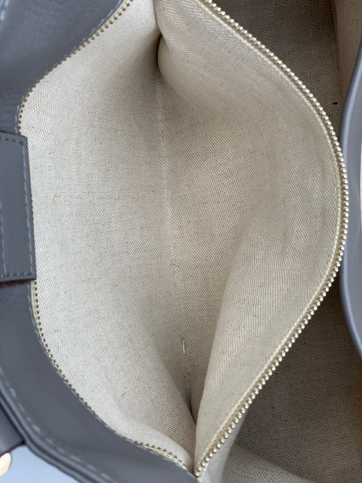 Carolina Herrera CH Charm Grey Leather Large Top Handle Bag