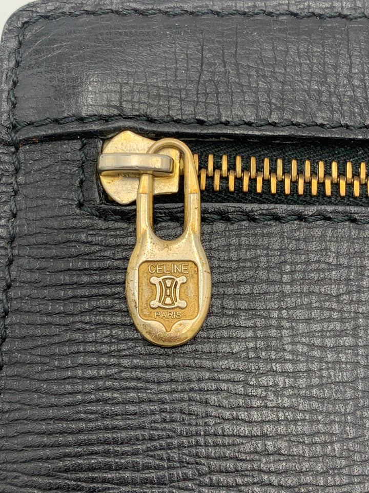 Celine Vintage Triomphe Black Leather Clutch Bag