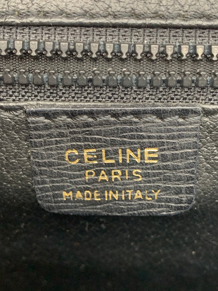Celine Vintage Triomphe Black Leather Clutch Bag