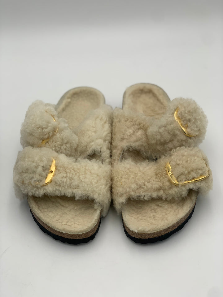 Birkenstock Arizona Big Buckle Teddy Eggshell