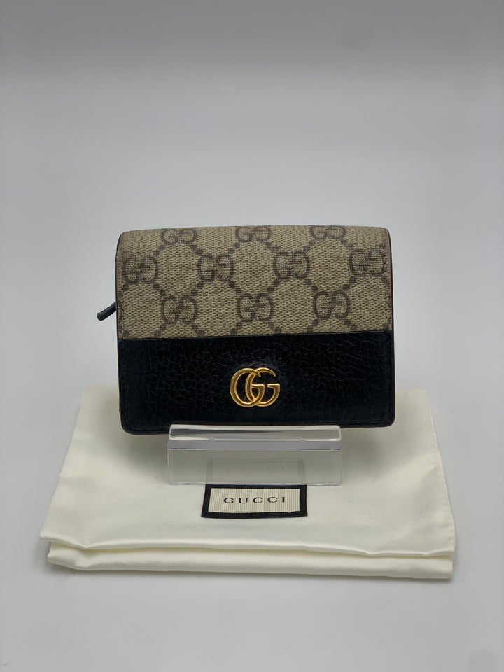 Gucci Marmont Card Case in Leather & GG Supreme Canvas