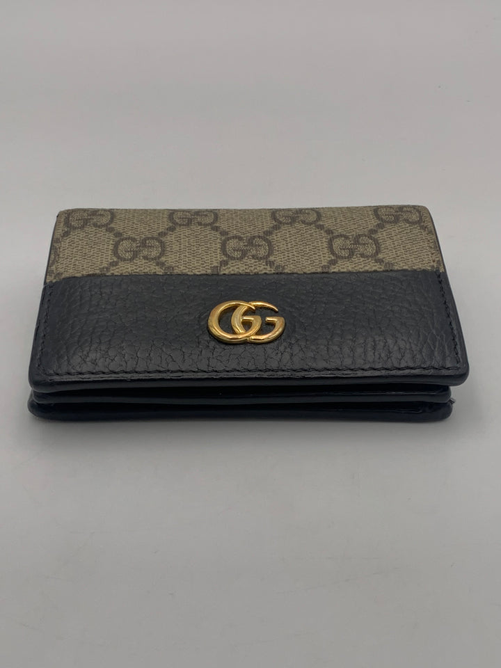 Gucci Marmont Card Case in Leather & GG Supreme Canvas