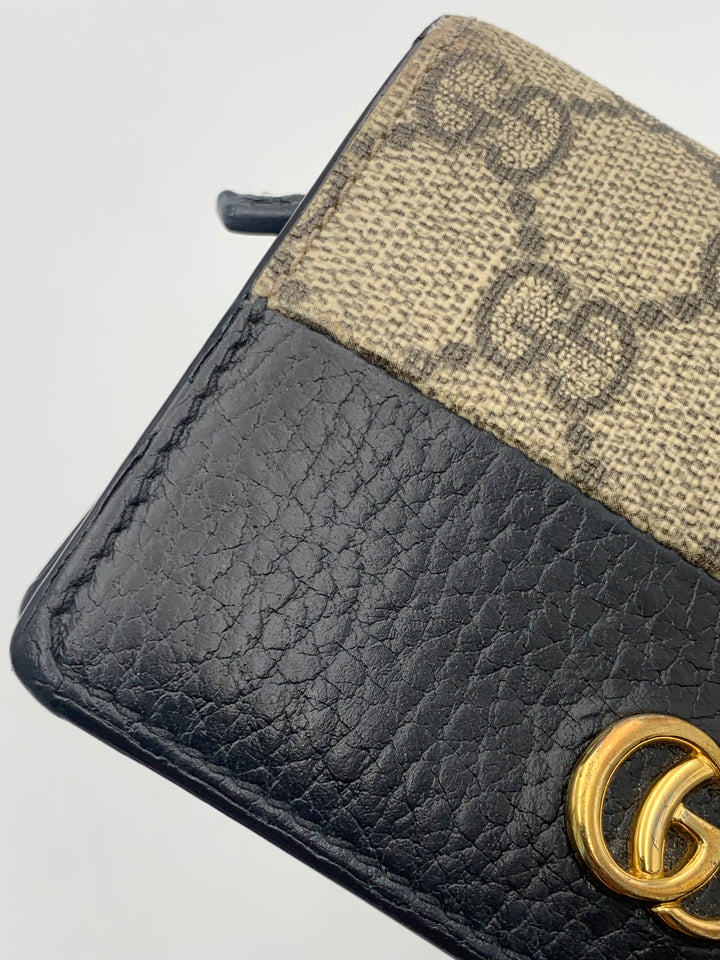 Gucci Marmont Card Case in Leather & GG Supreme Canvas