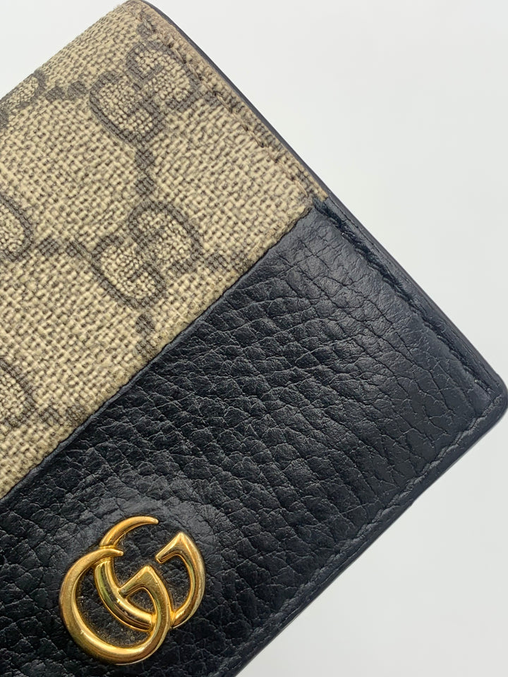 Gucci Marmont Card Case in Leather & GG Supreme Canvas