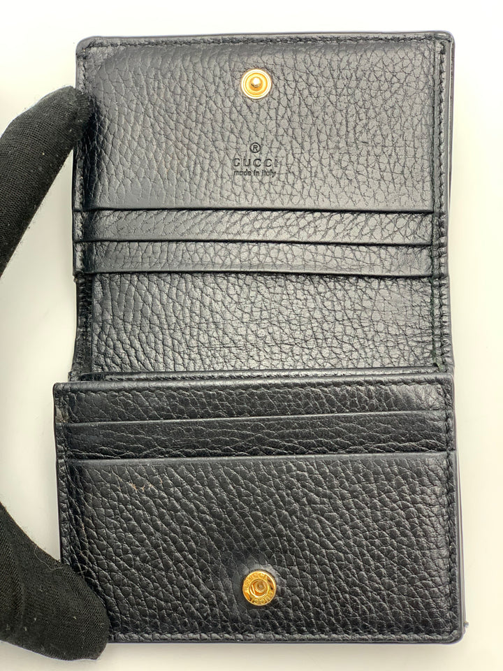 Gucci Marmont Card Case in Leather & GG Supreme Canvas