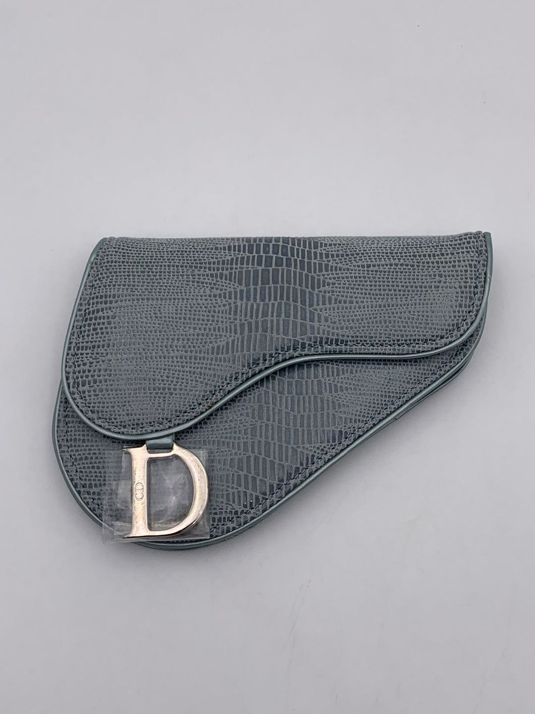 Christian Dior Blue Lizard Effect Saddle Coin Case