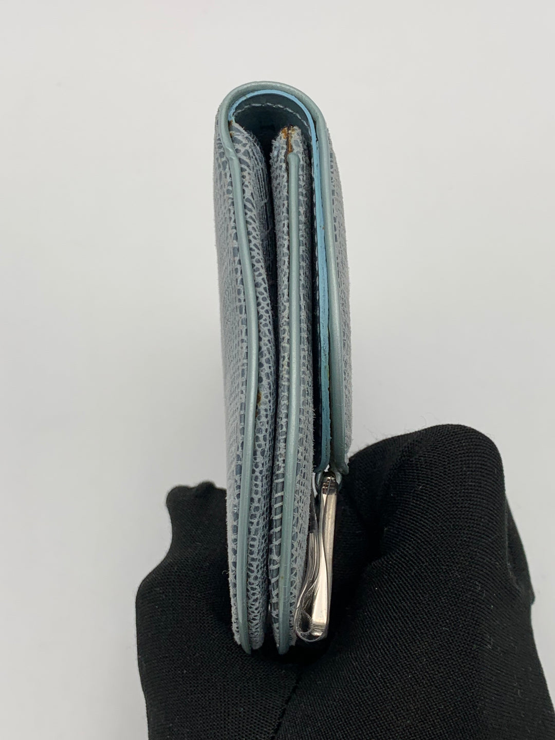 Christian Dior Blue Lizard Effect Saddle Coin Case