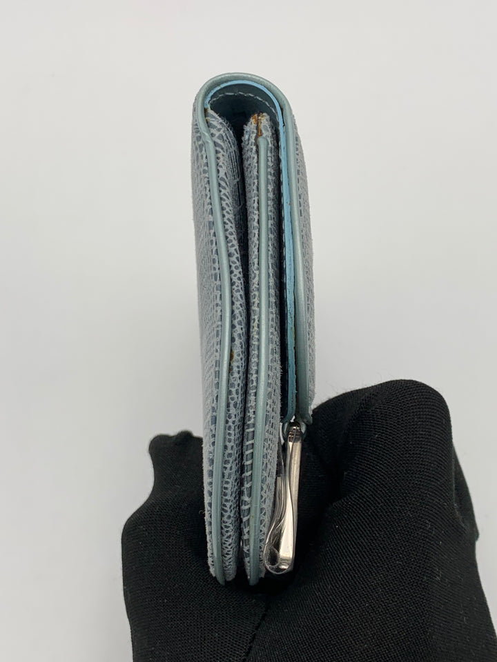 Christian Dior Blue Lizard Effect Saddle Coin Case