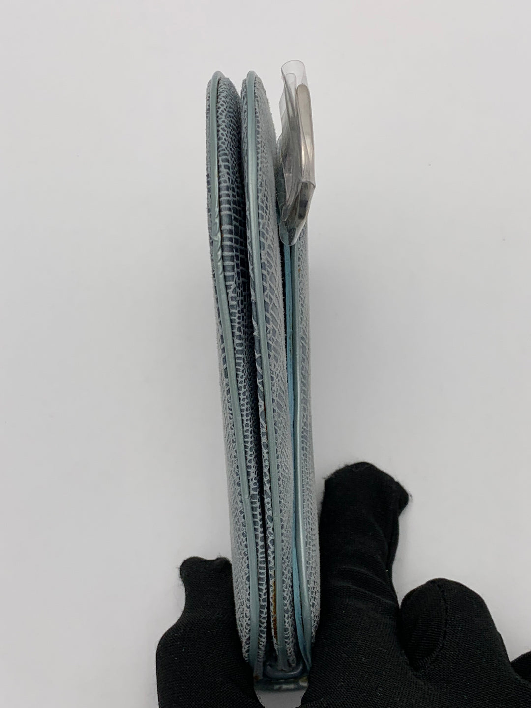 Christian Dior Blue Lizard Effect Saddle Coin Case