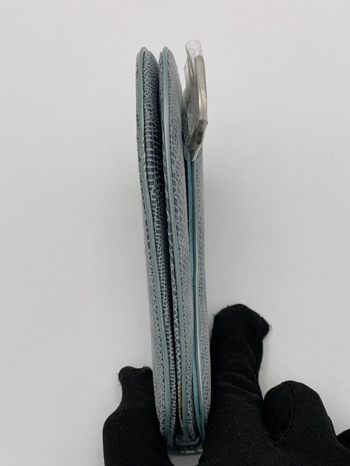 Christian Dior Blue Lizard Effect Saddle Coin Case