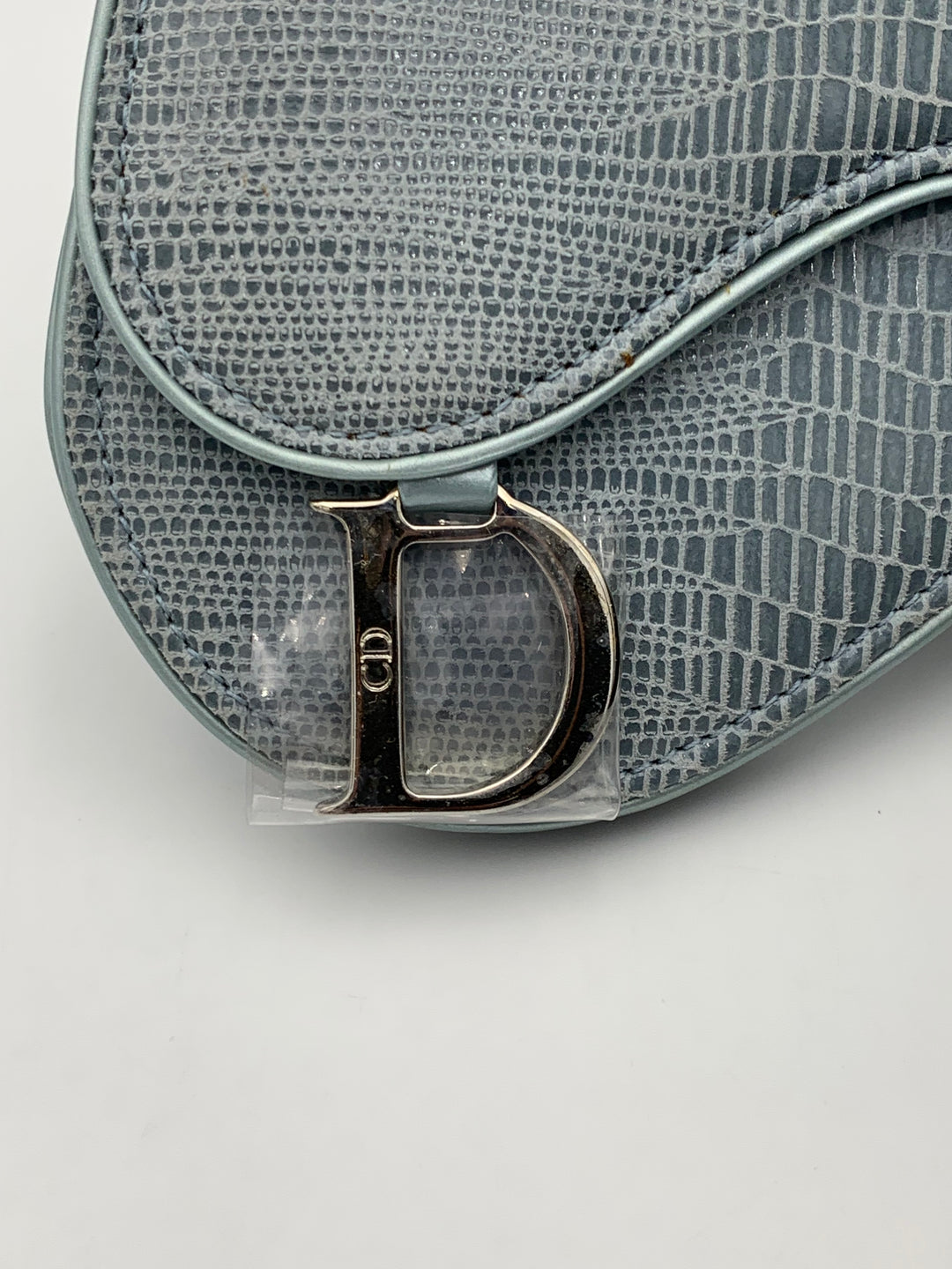 Christian Dior Blue Lizard Effect Saddle Coin Case