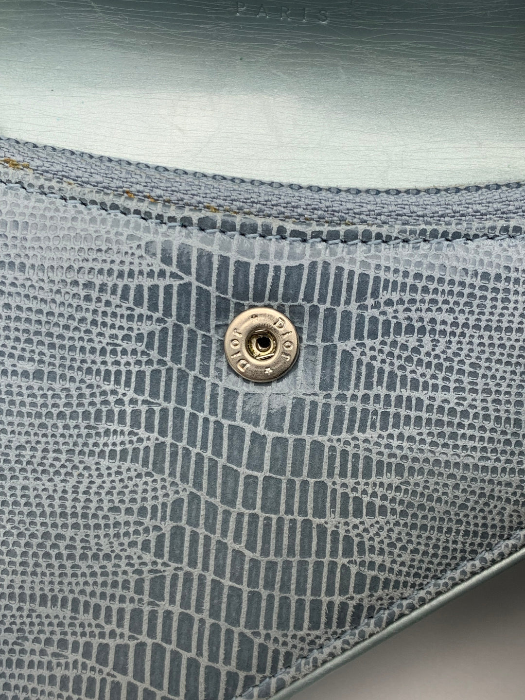 Christian Dior Blue Lizard Effect Saddle Coin Case