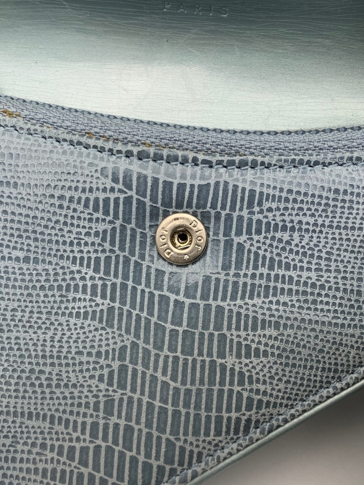 Christian Dior Blue Lizard Effect Saddle Coin Case