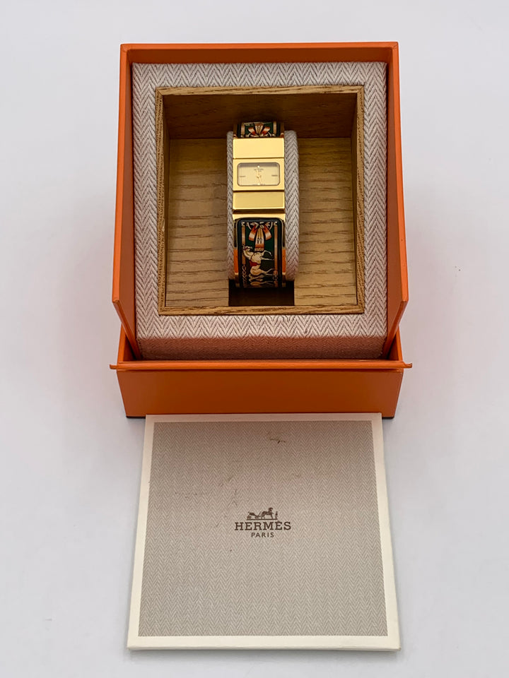 Hermès Loquet Watch Gold Cloisonne Ware