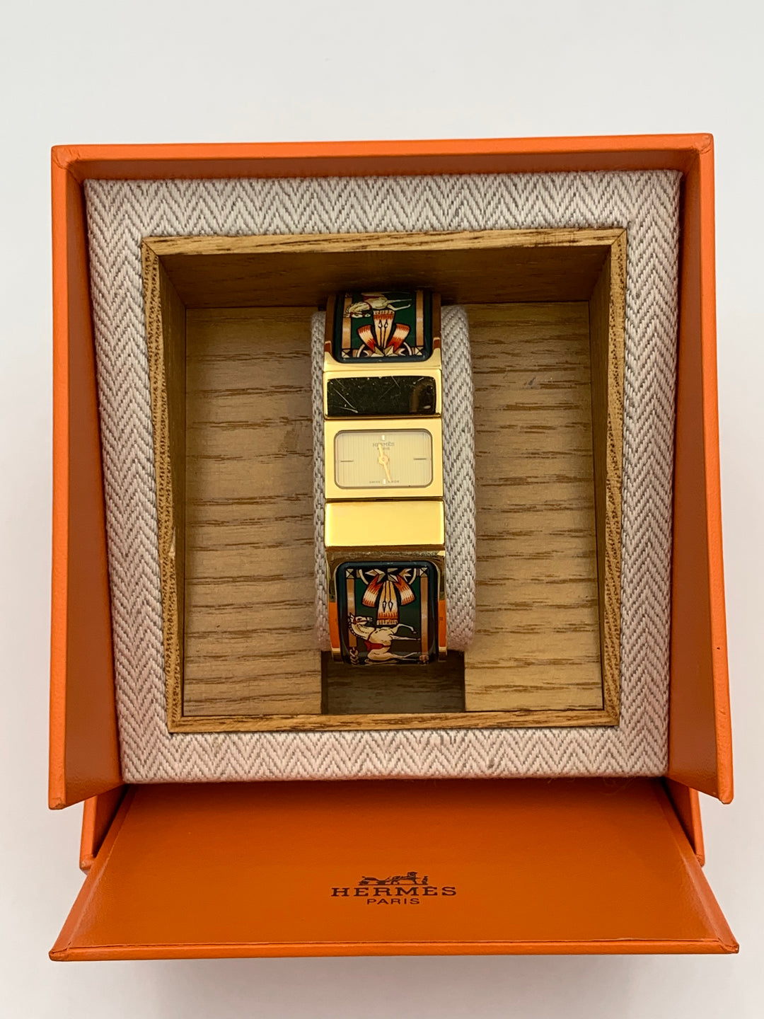 Hermès Loquet Watch Gold Cloisonne Ware