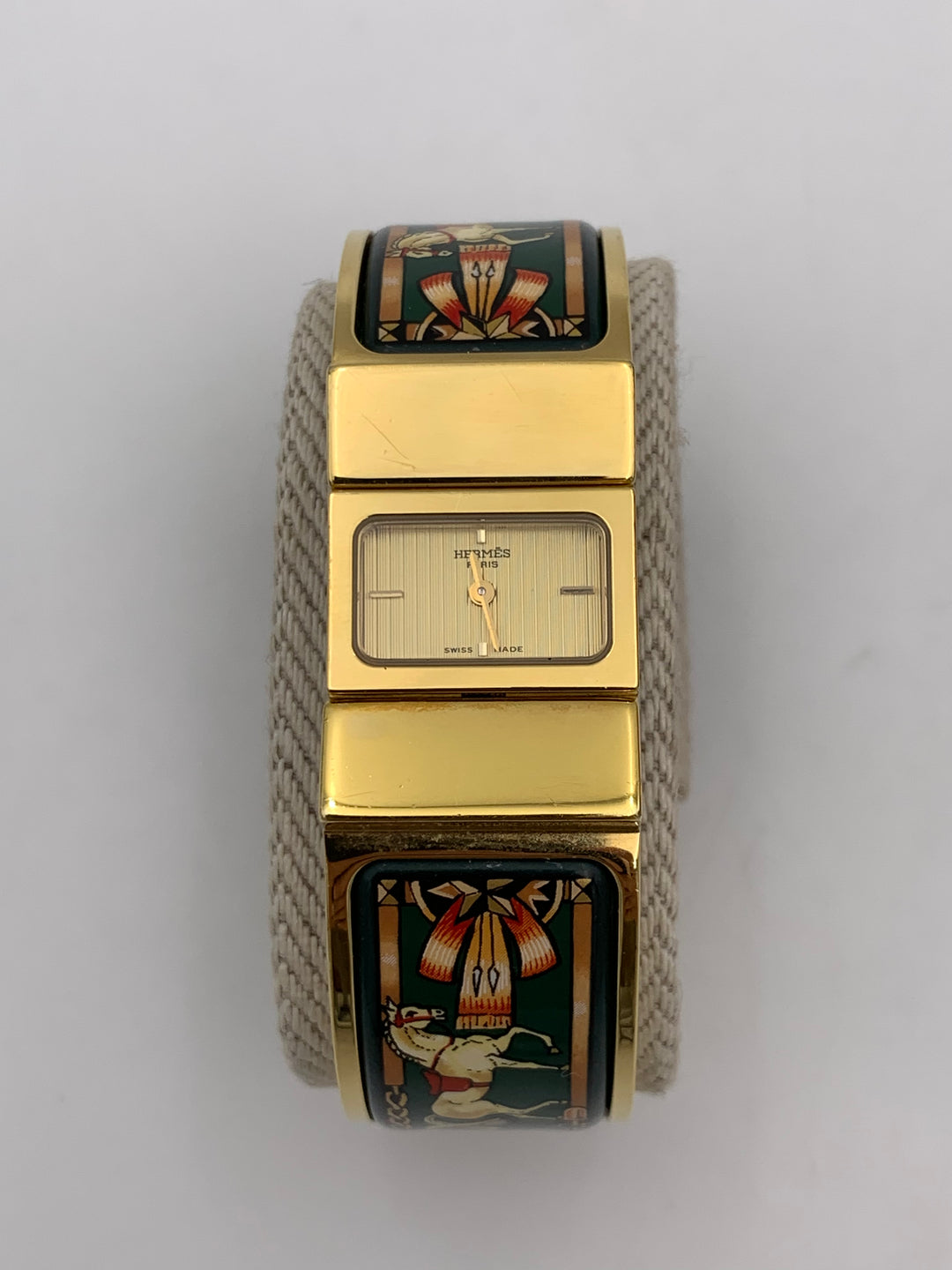 Hermès Loquet Watch Gold Cloisonne Ware