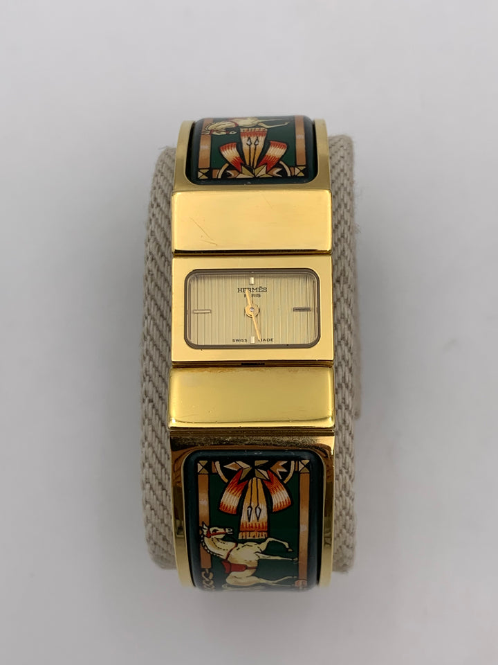 Hermès Loquet Watch Gold Cloisonne Ware