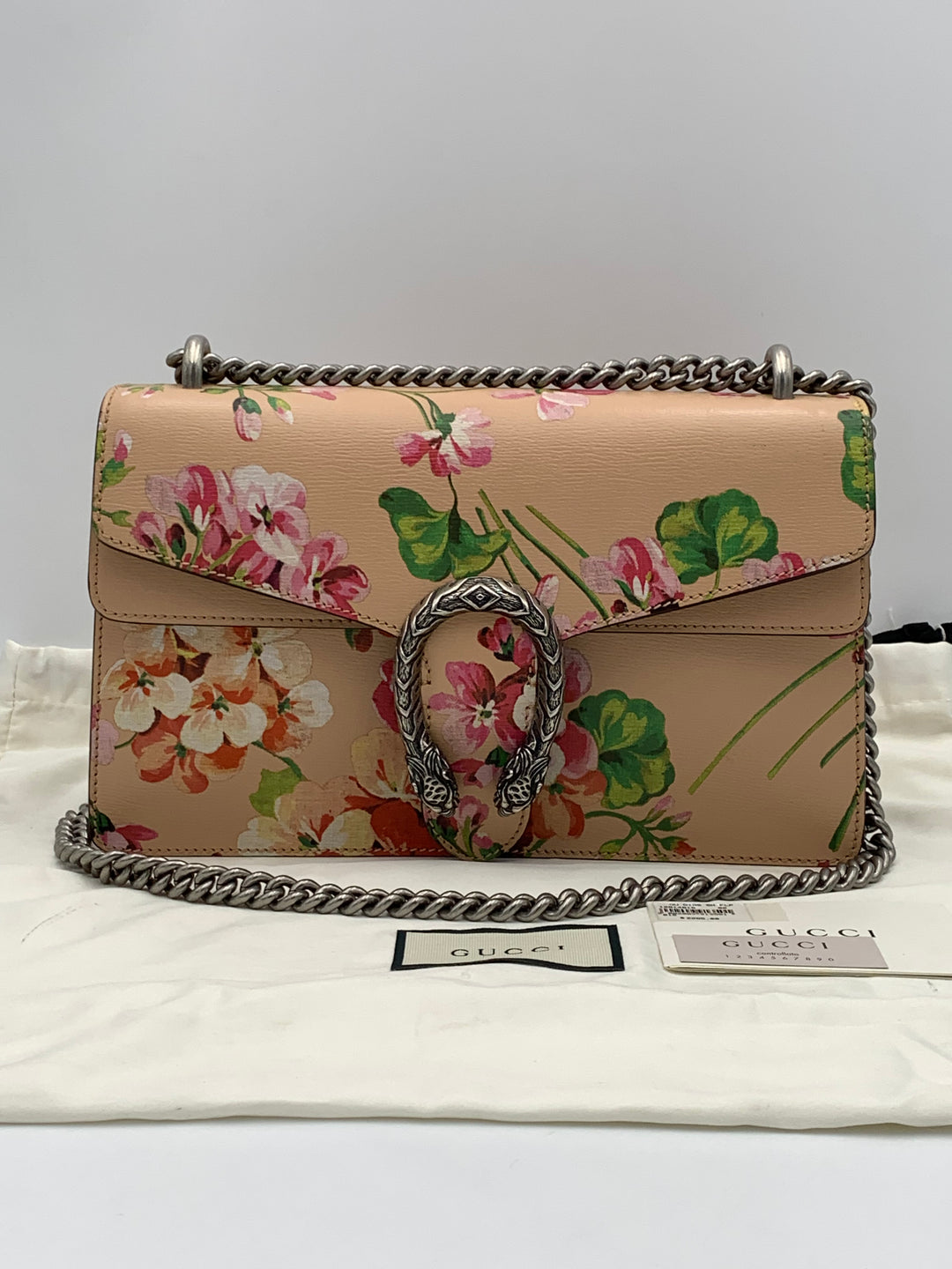 Gucci Small Dionysus Pink Leather Blooms Crossbody Bag