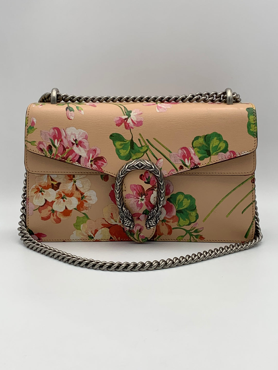 Gucci Small Dionysus Pink Leather Blooms Crossbody Bag
