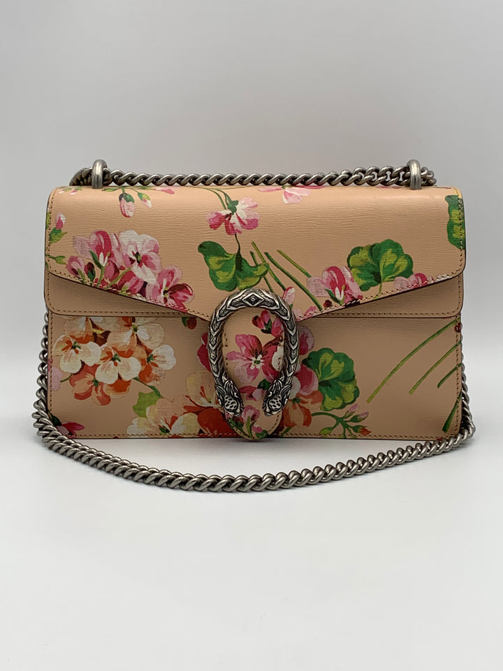 Gucci Small Dionysus Pink Leather Blooms Crossbody Bag