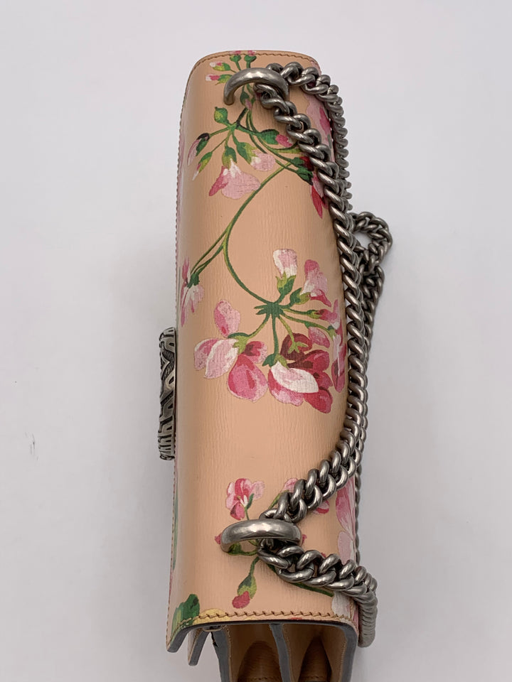 Gucci Small Dionysus Pink Leather Blooms Crossbody Bag
