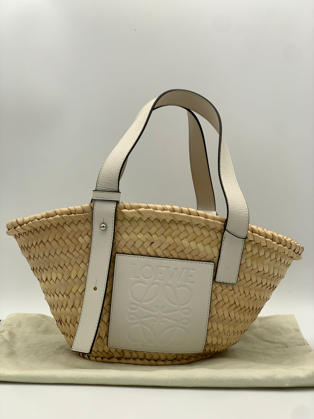 Loewe Small Raffia Anagram Basket Tote Bag