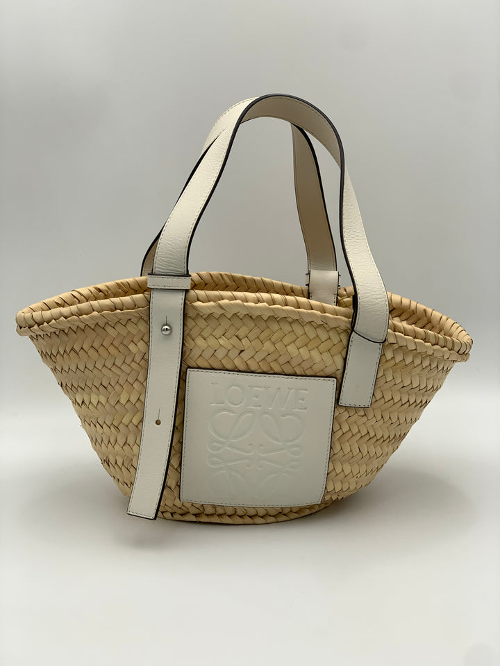 Loewe Small Raffia Anagram Basket Tote Bag