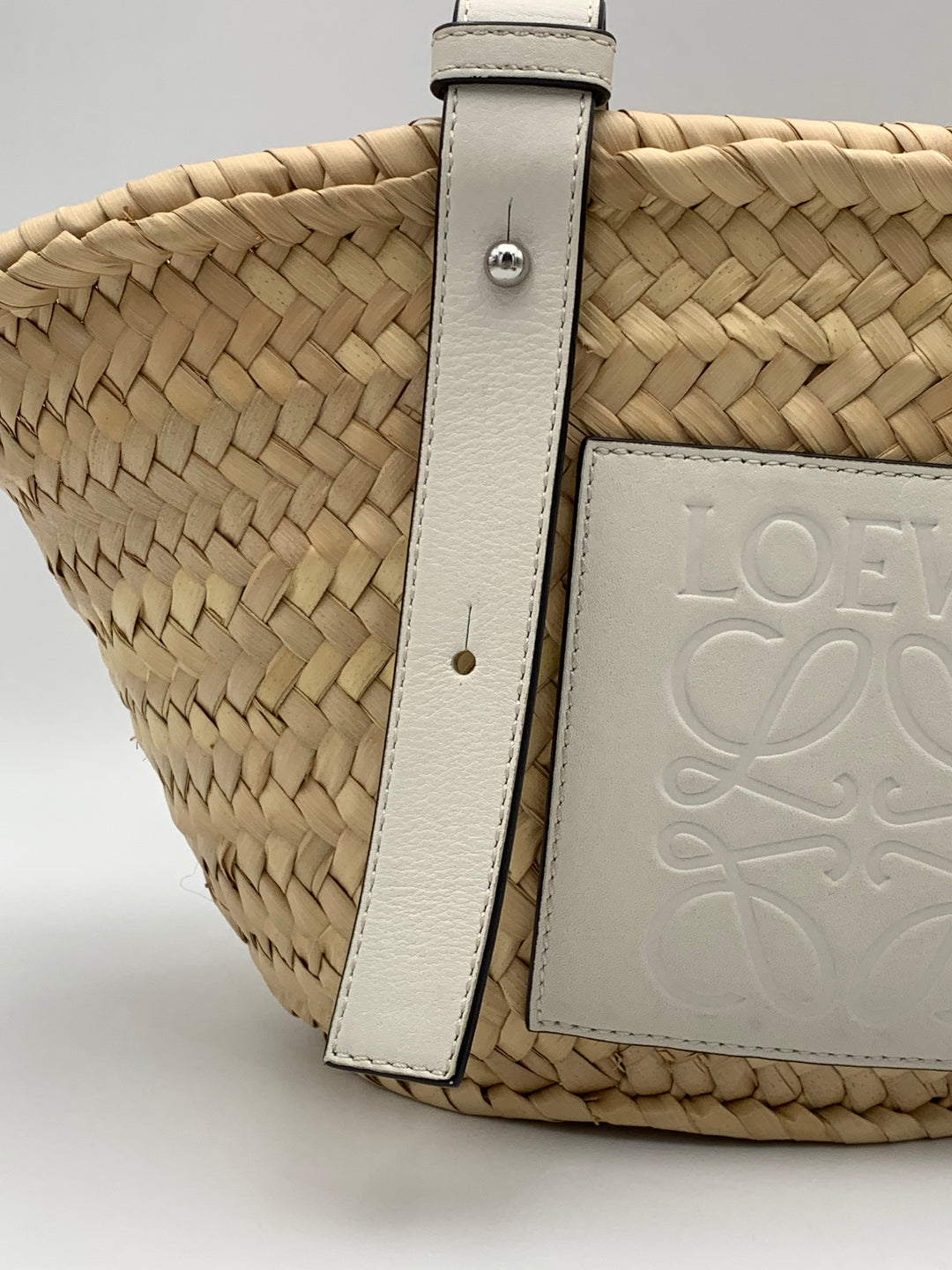 Loewe Small Raffia Anagram Basket Tote Bag