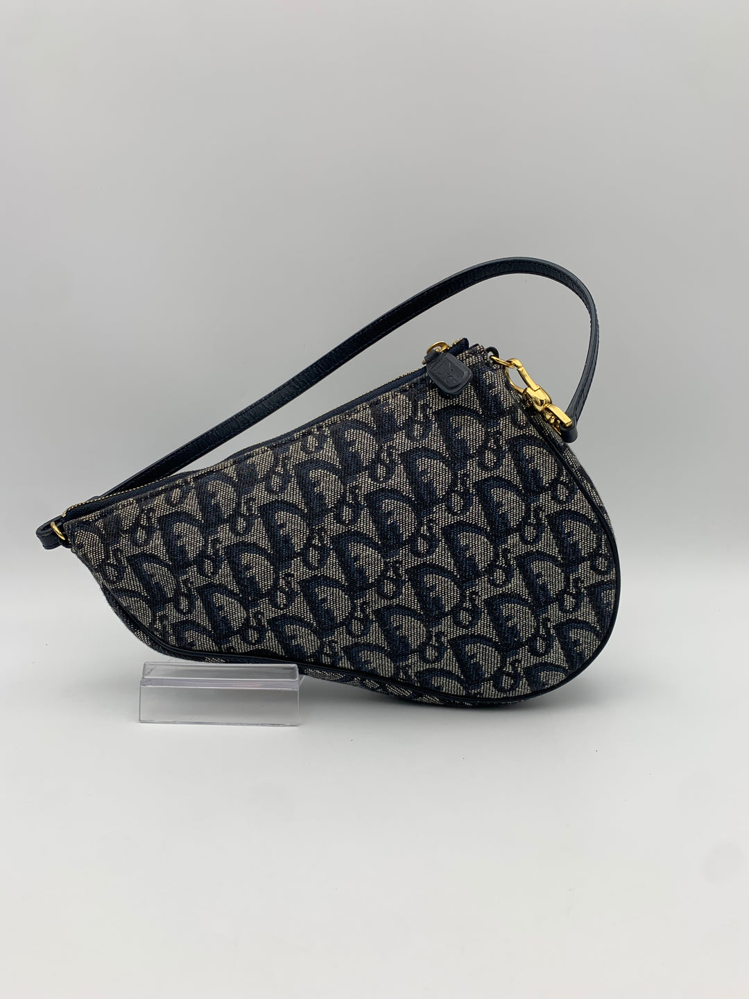Christian Dior Saddle Blue Oblique Canvas Shoulder Bag