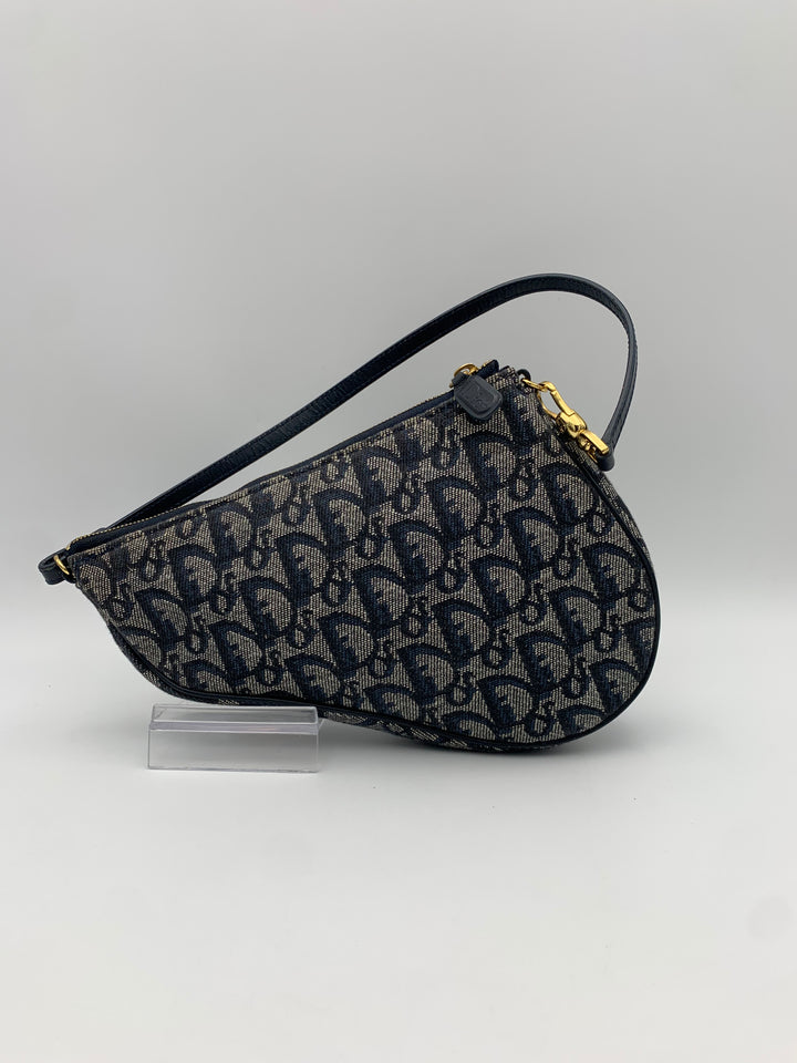 Christian Dior Saddle Blue Oblique Canvas Shoulder Bag