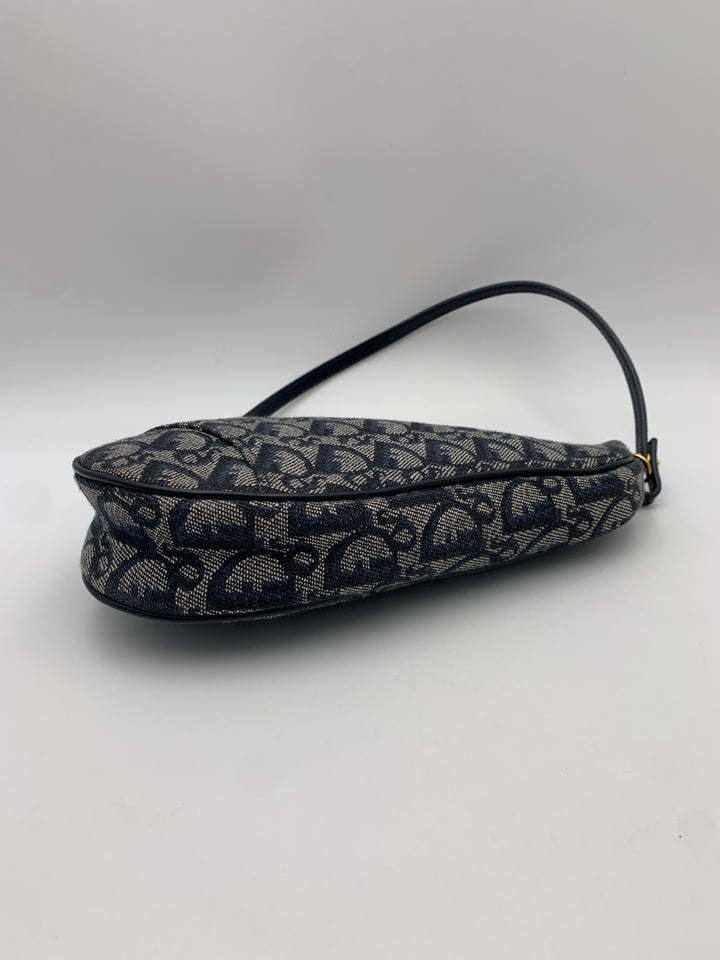 Christian Dior Saddle Blue Oblique Canvas Shoulder Bag