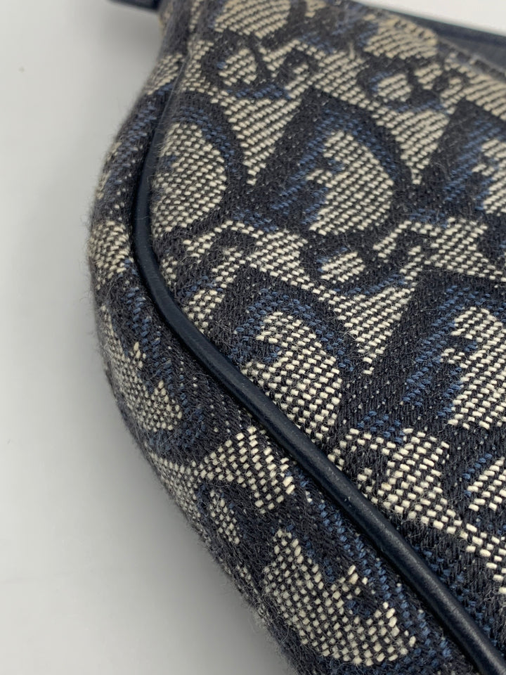 Christian Dior Saddle Blue Oblique Canvas Shoulder Bag
