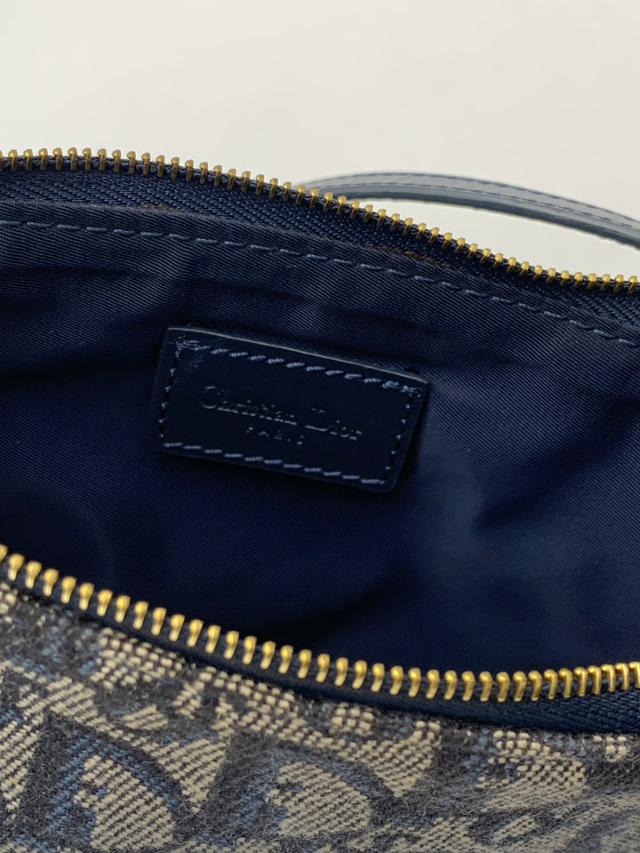 Christian Dior Saddle Blue Oblique Canvas Shoulder Bag