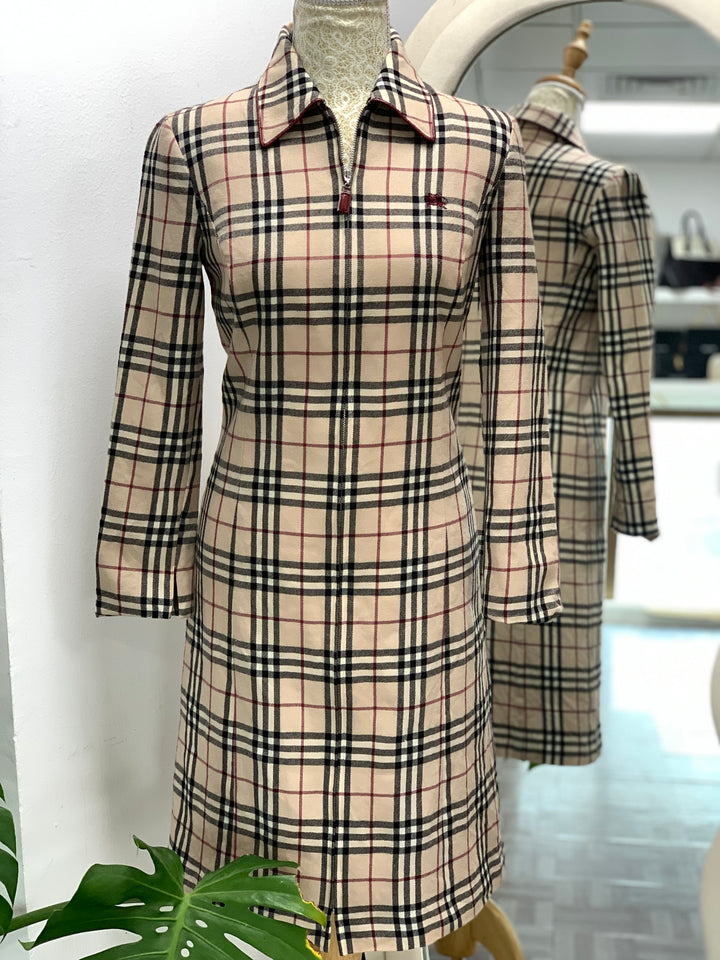 Burberry London Women's Plaid Nova Check Maroon Topper Dress