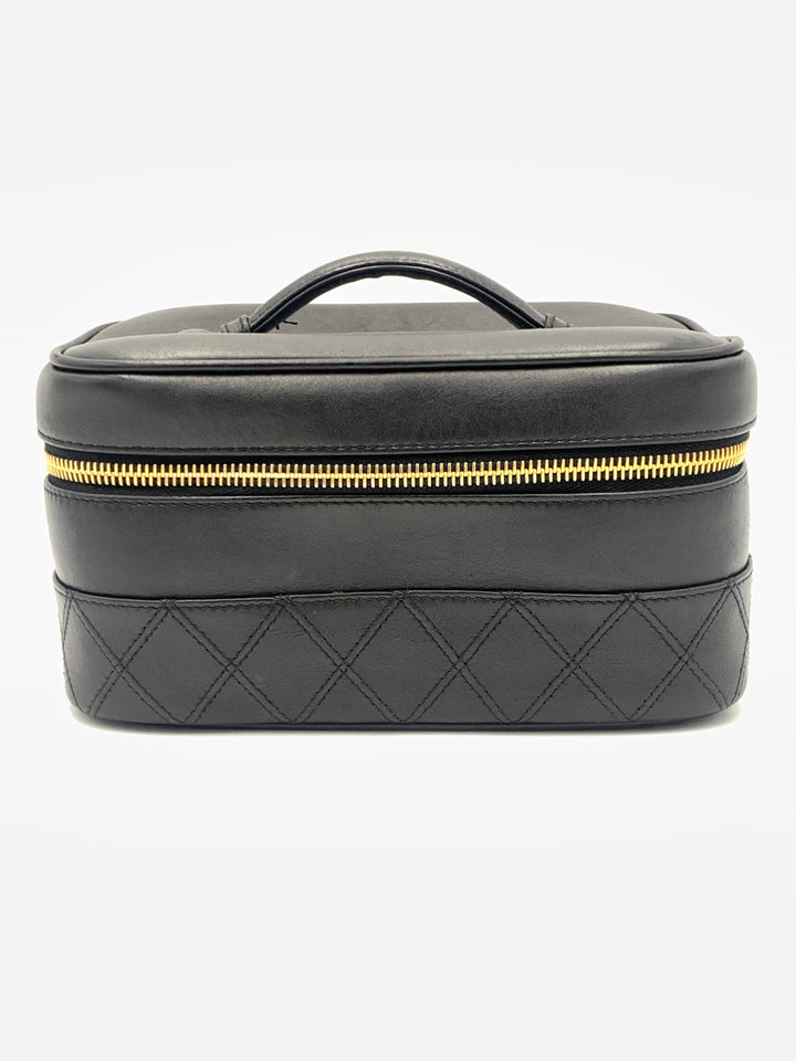 Chanel Bicolore Black Lambskin Leather Vanity Bag