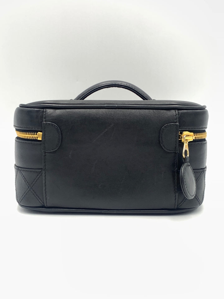 Chanel Bicolore Black Lambskin Leather Vanity Bag