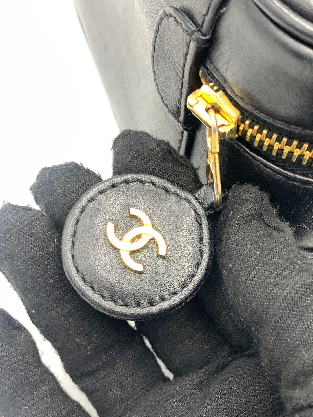 Chanel Bicolore Black Lambskin Leather Vanity Bag