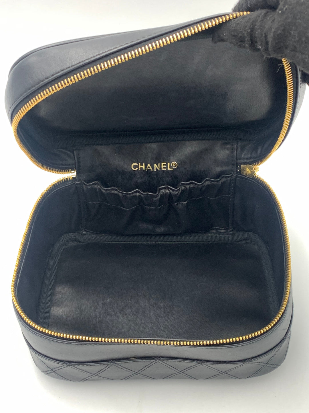 Chanel Bicolore Black Lambskin Leather Vanity Bag