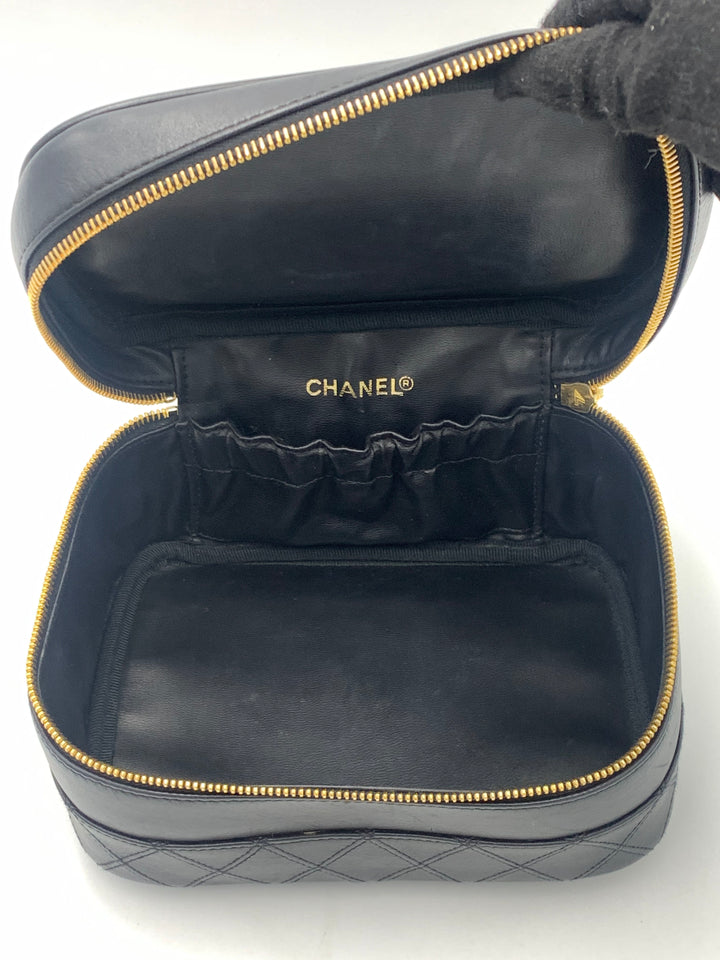 Chanel Bicolore Black Lambskin Leather Vanity Bag
