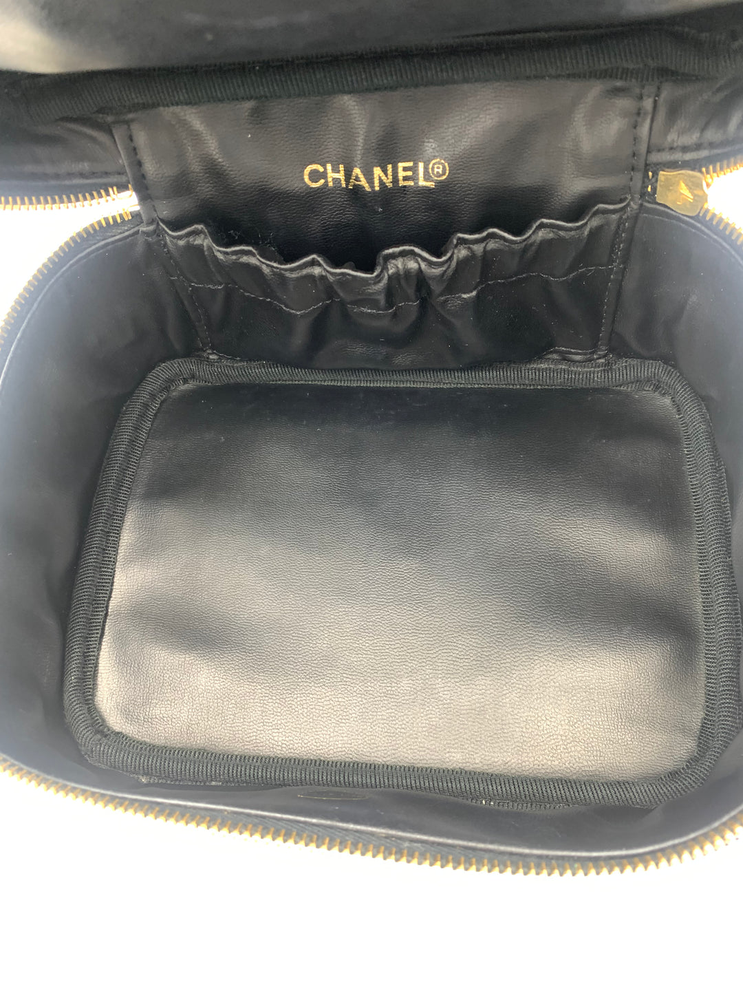 Chanel Bicolore Black Lambskin Leather Vanity Bag