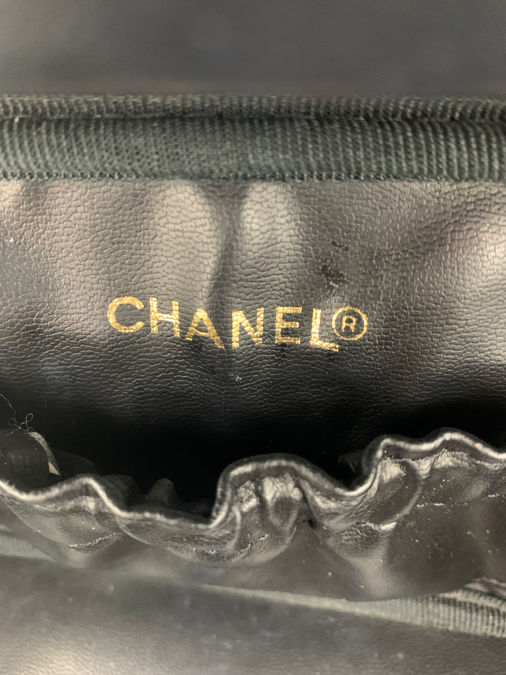 Chanel Bicolore Black Lambskin Leather Vanity Bag