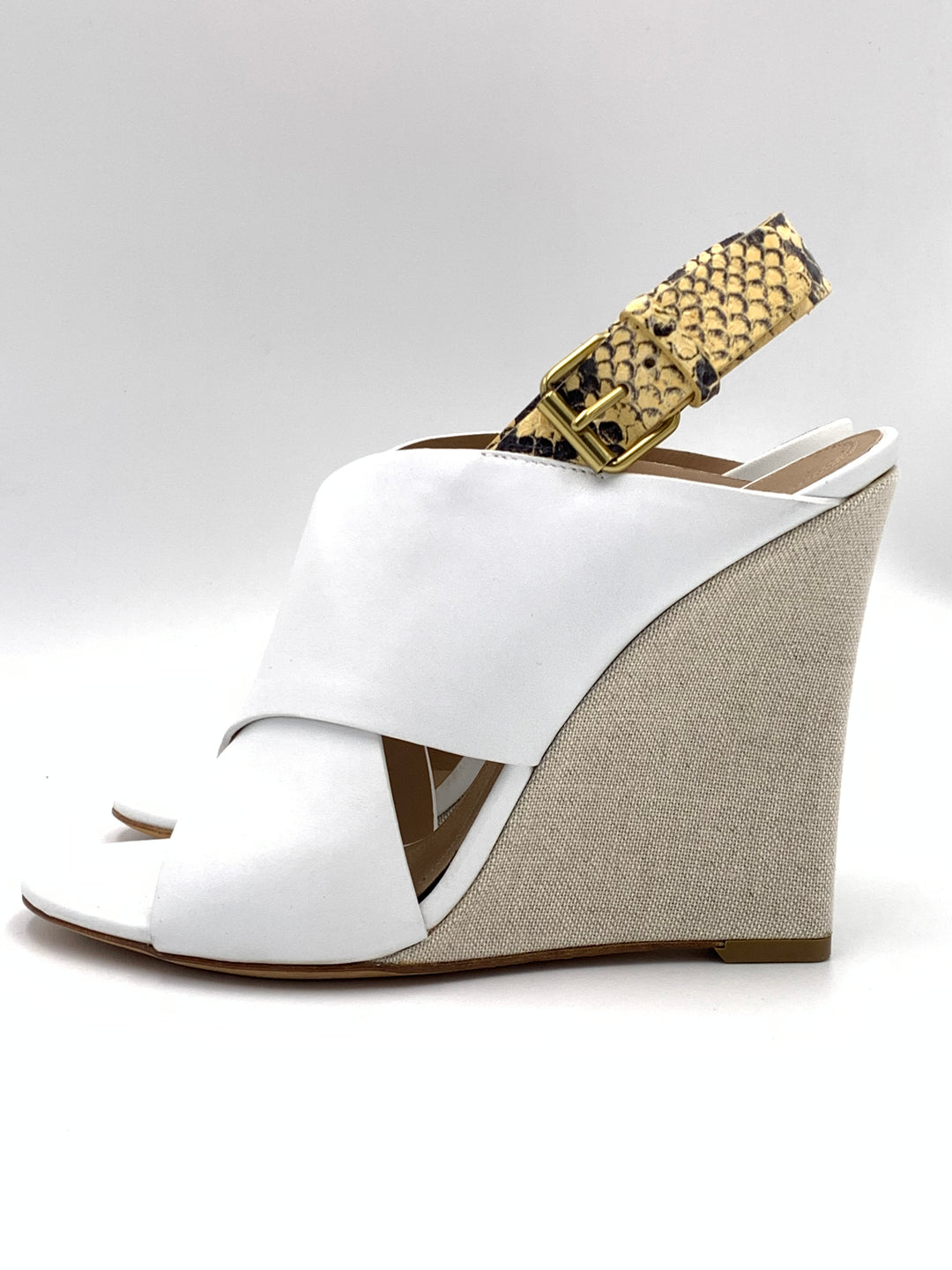 Celine Criss Cross White Wedge Sandals