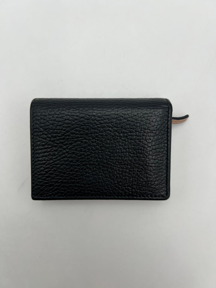 Gucci Black Leather GG Marmont Bow Card Case