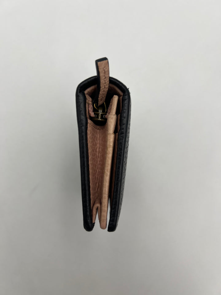 Gucci Black Leather GG Marmont Bow Card Case