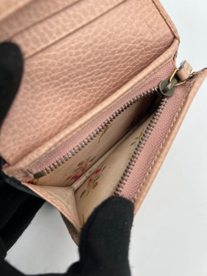 Gucci Black Leather GG Marmont Bow Card Case